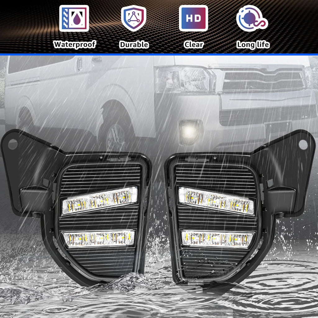 For Toyota Hiace 2014 2015 2016 Led DRL Daytime Running Lights Front Bumper Headlights Whi | AUTOKITSHOP
