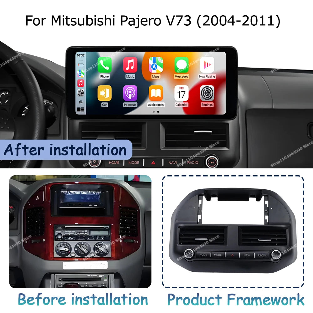 QLED 2400 * 900P Display Screen for Mitsubishi Pajero V73 2004-2011 Android OS Car Multime