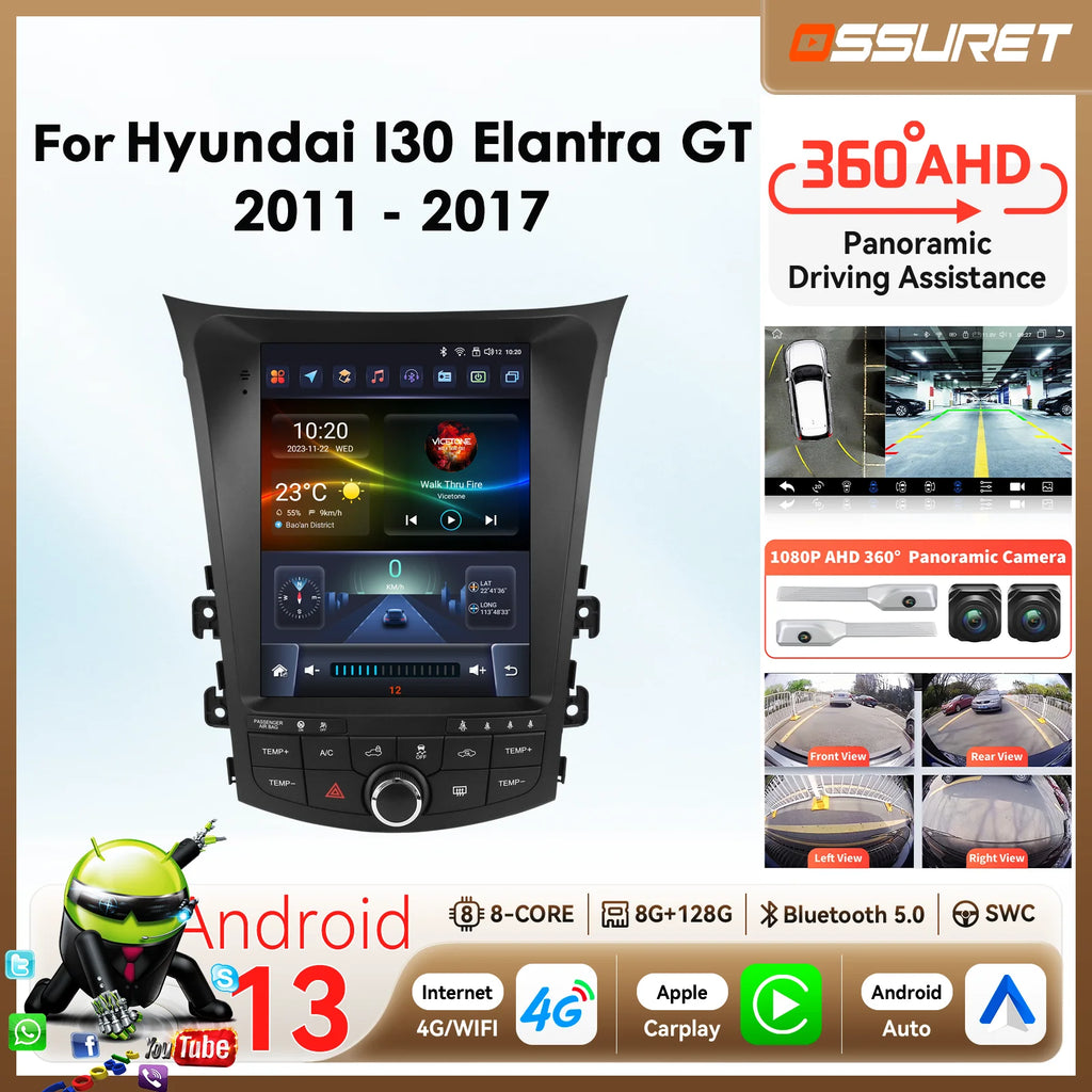 9.7"Car intelligent system For Hyundai I30 Elantra GT 2011 - 2017 Wireless Carplay Android