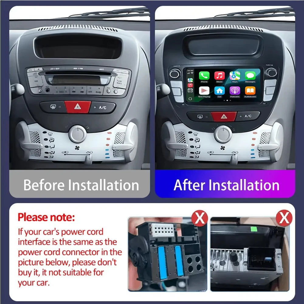8" For Peugeot 107 Citroen C1 Toyot Aygo 2005-2014 Car Radio Android 16 Multimedia Video P | AUTOKITSHOP