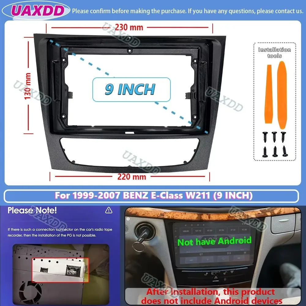 For 1999-2007 BENZ E-Class W211 9INCH 2 Din Car radio Android frame panel Center fascia ca