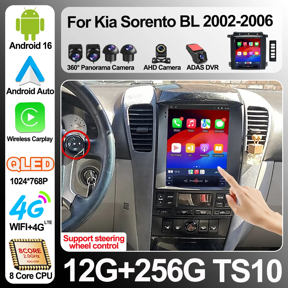 9.7 Inch For Kia Sorento Bl 2002-2006 Car Radio Android 16 Gps navigation Vertical Touch S | AUTOKITSHOP