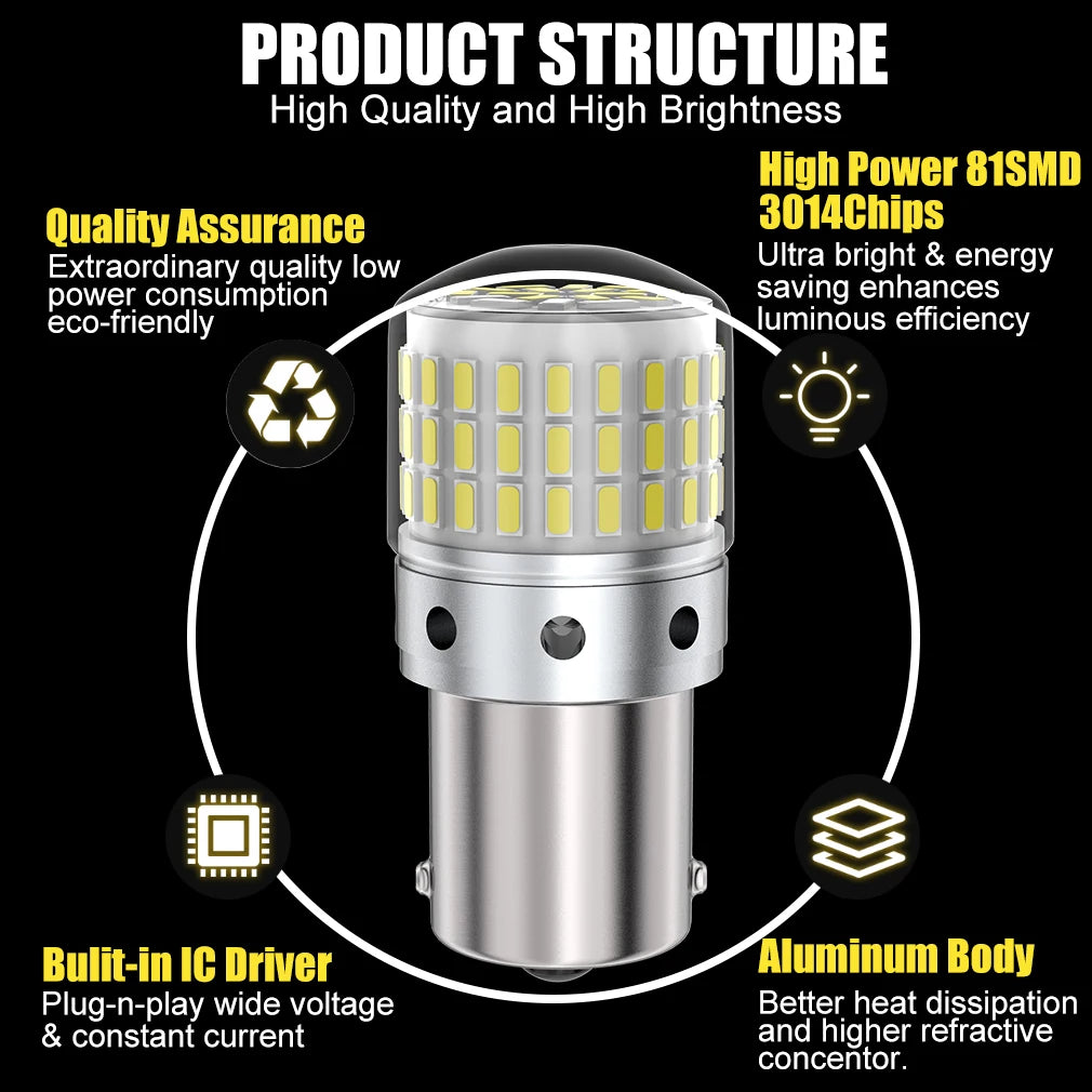 3000LM 1156 BA15S P21W LED BAU15S PY21W 7440 W21W P21/5W 1157 BAY15D T20 7443 3157 Turn LE