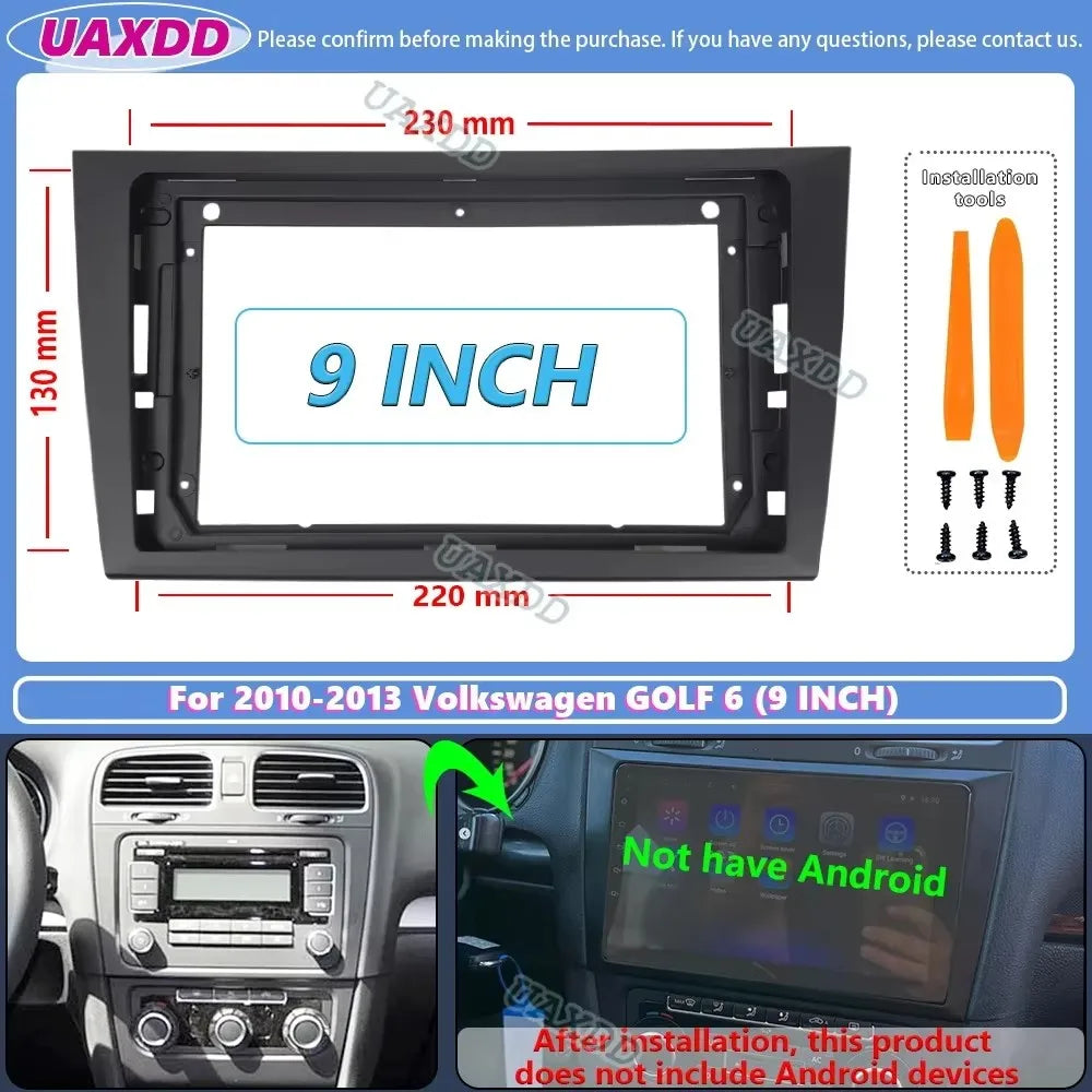 9 Inch Car DVD Frame For Volkswagen Golf 6 2008-2016 Stereo Panel FrameAudio Dash Trim Fac