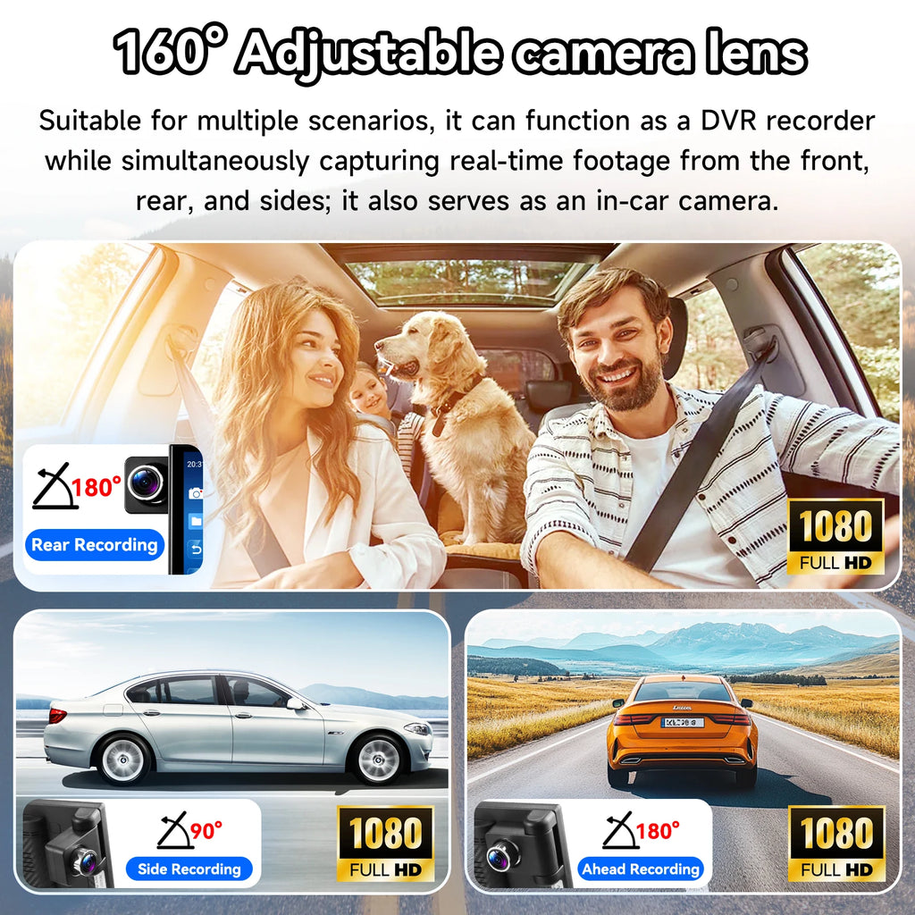 1920*720 Android 14 Portable Car Media Player Universal 8Core 4+64G Carplay Auto Dash Cam