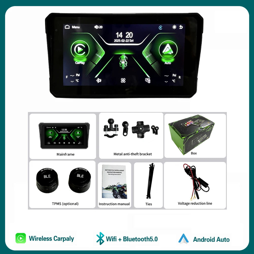 For Navigation Motorcycle Waterproof Apple Carplay 6 inch Display Screen Portable Motorcyc