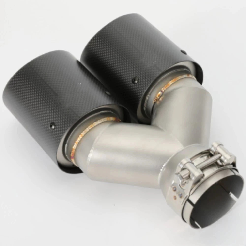 1 Piece Car Carbon Fiber Matte Muffler Tip Y Shape Double Exit Exhaust Pipe Mufflers Nozzle Deco - Automotive LED Light