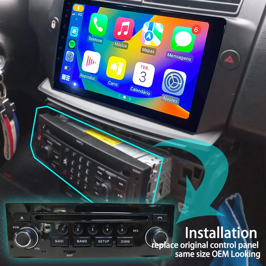 OEM Same Size Car Android Screen Control Panel For PEUGEOT 207 207CC 2006-2015 For Citroen