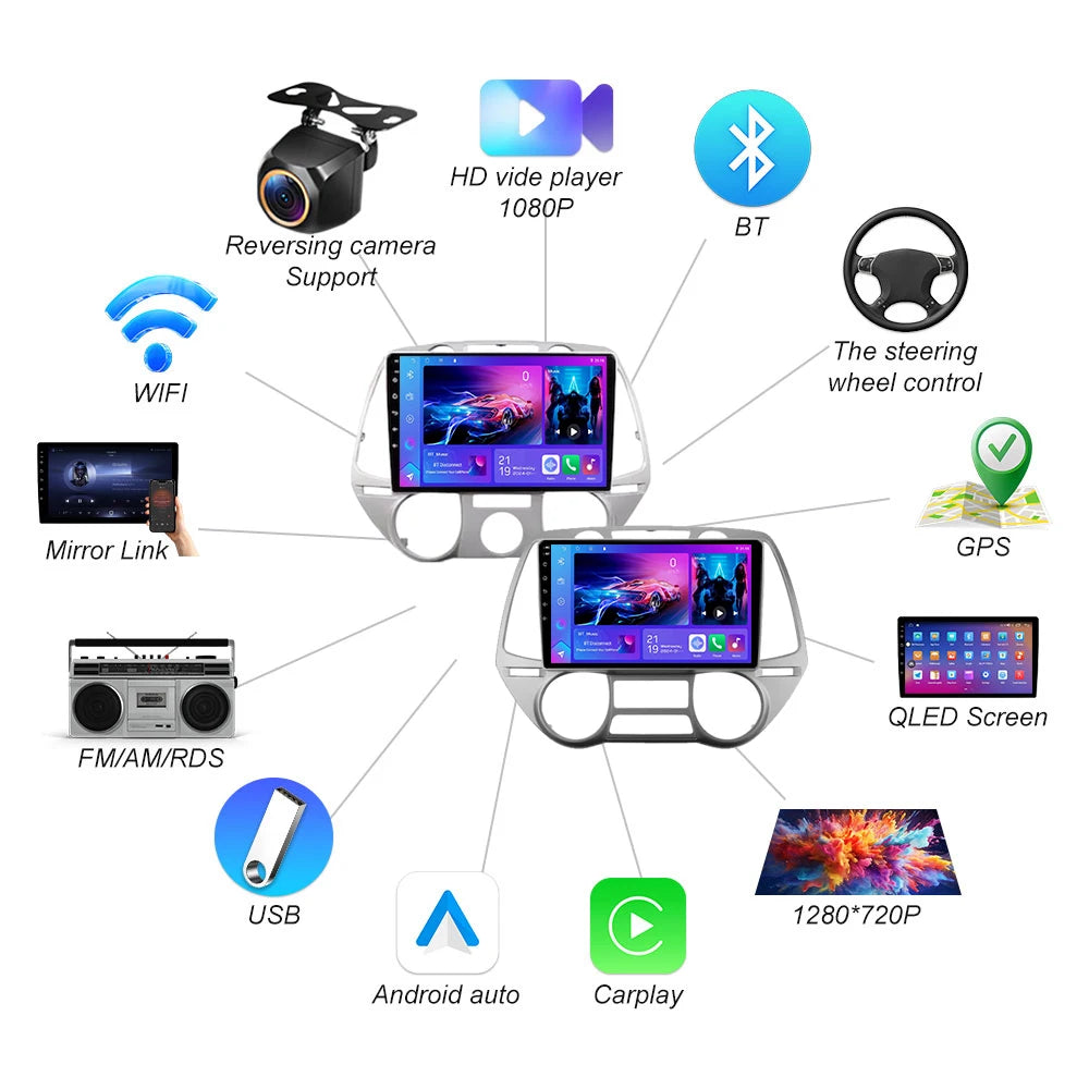 Android15 Car Radio For Hyundai I20 2008 2009 2010 2011 2012 Multimedia Video Wireless Car | AUTOKITSHOP