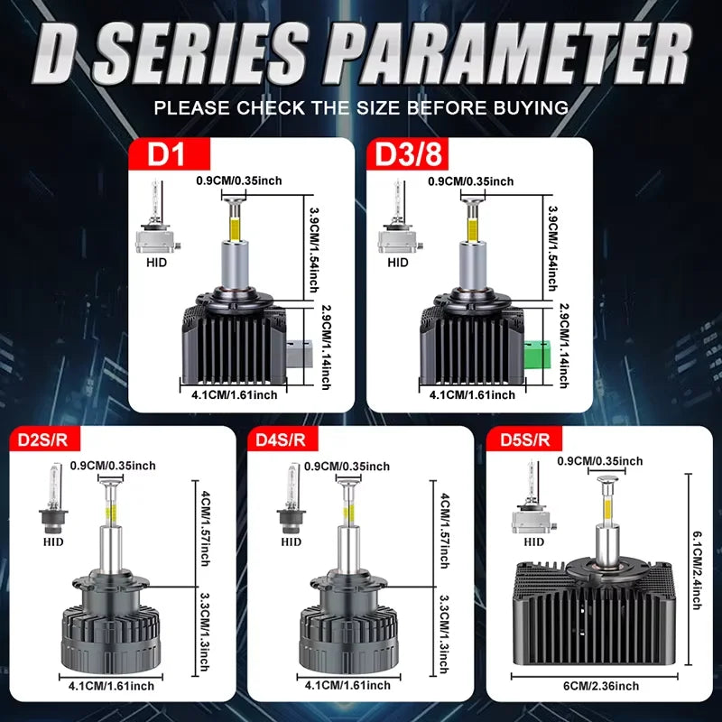 360 D1S LED Headlight HID D2S D3S D4S D5S D8S For BMW Benz Audi VW Plug&Play 1:1 HID D1R D