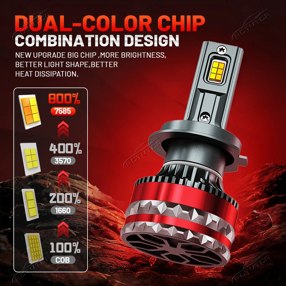 9800W H4 H7 LED Headlights Canbus H1 H11 9005 HB3 9006 HB4 6000K 4300K 3000K Three Color R
