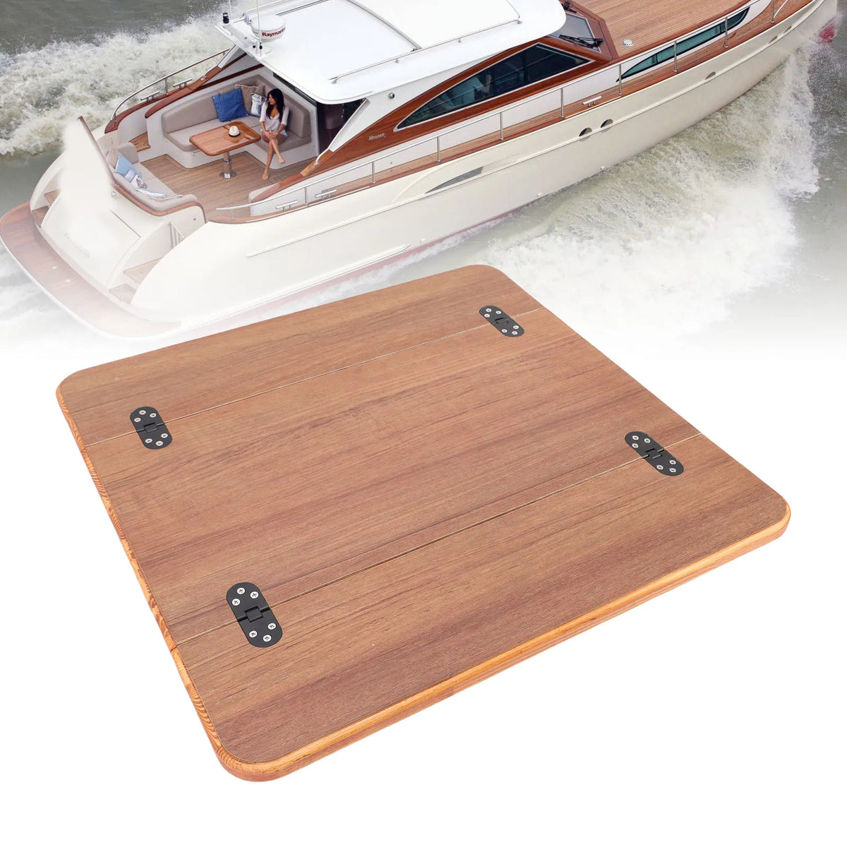 Pontoon Boat Table Top RV Table Top Coated Finish Foldable Stylish Wood Boat Marine Table Top fo - Automotive LED Light