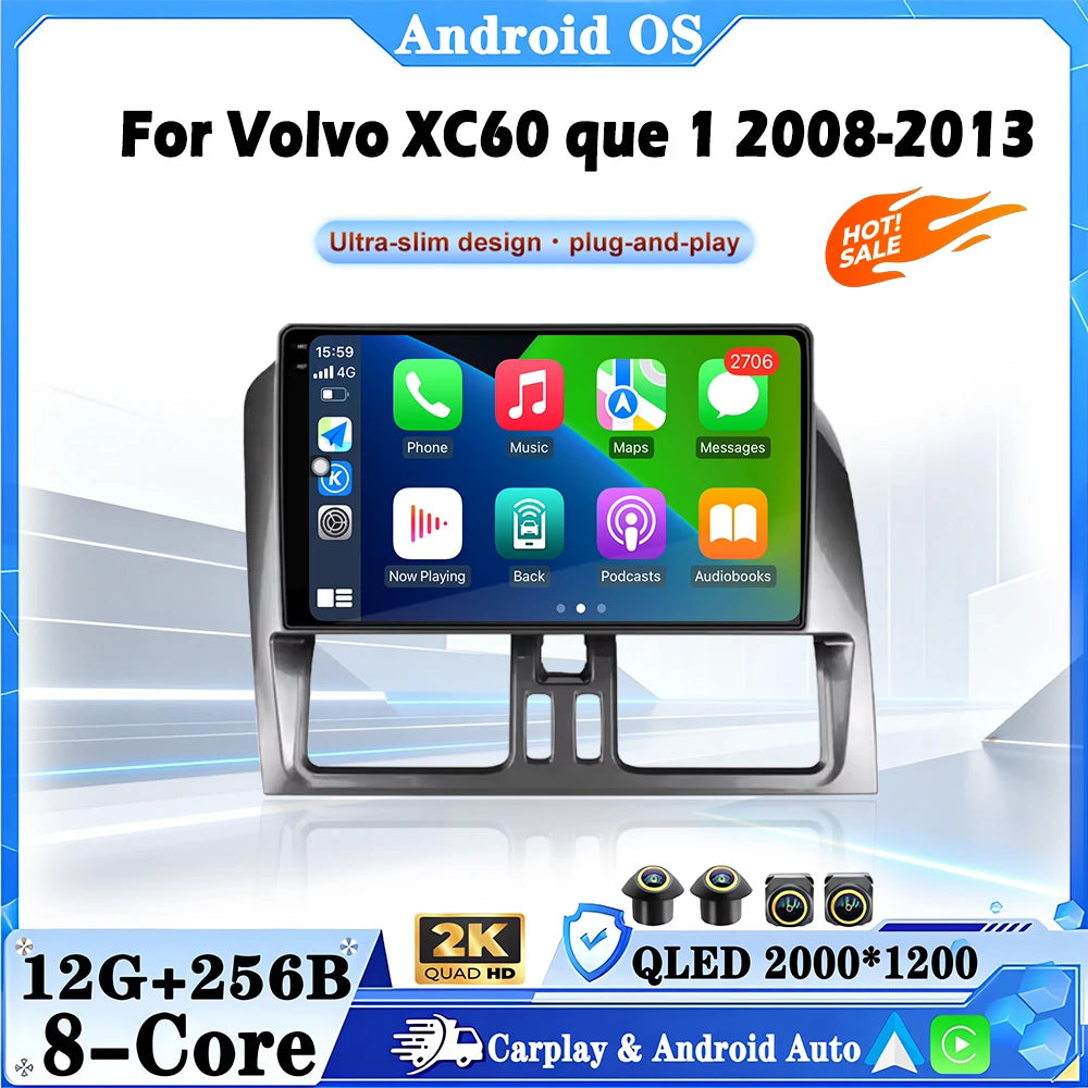 Wireless Carplay 4G QLED Autoradio GPS Navigation 9 inch Touch Screen For Volvo XC60 QUE 1