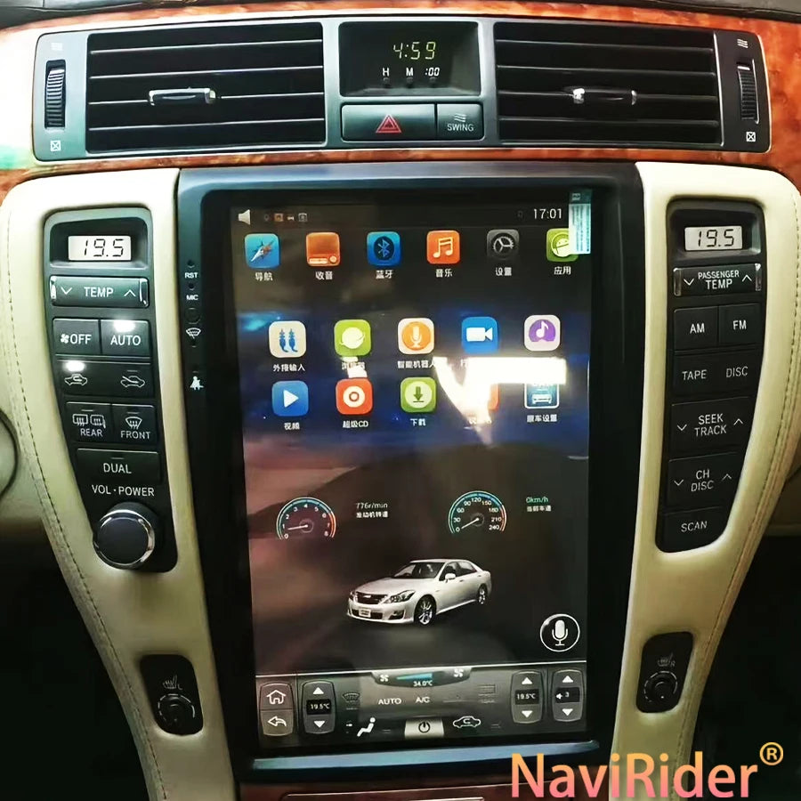 256GB DSP Android 15 Car Screen For Toyota Crown S182 S184 2005 -2009 Multimedia Video Pla