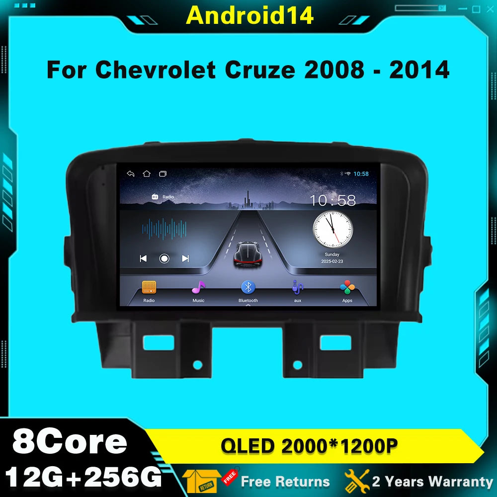 For Chevrolet Cruze 2008 - 2014 Android 14 7Inch Wireless Carplay Car Radio GPS WIFI 4G Sc