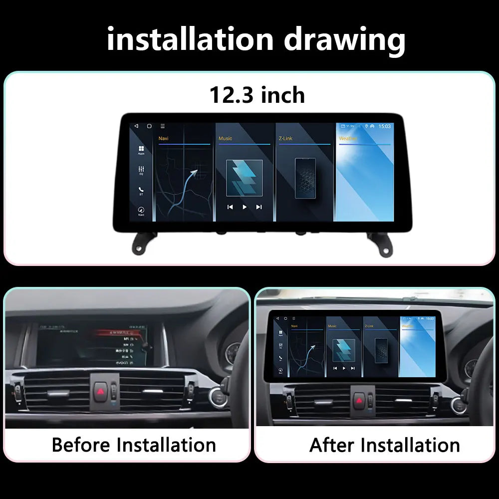 Right Hand Drvie Wireless CarPlay Android 12.3inch For BMW X3 F25 X4 F26 2011- 2017 Multim