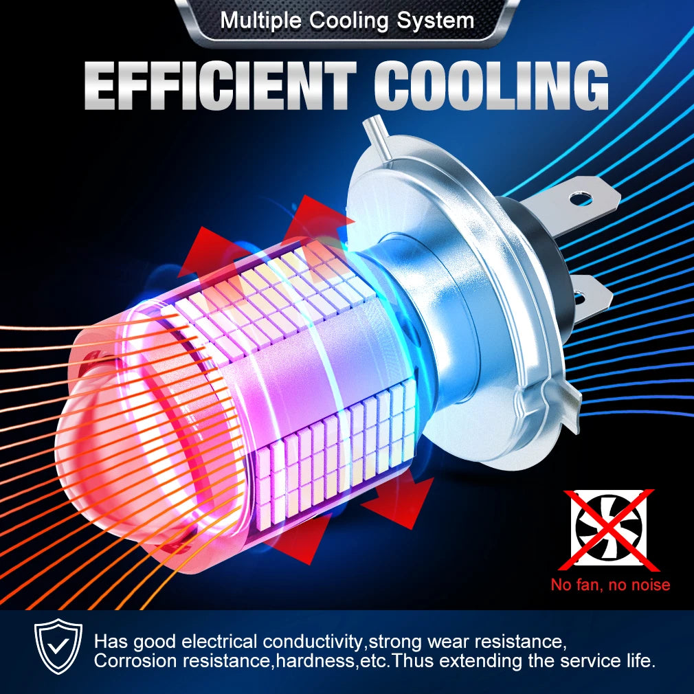 H4 LED Motorcycle Headlight Bulb 12V 50W LED Light BA20D 4014+3570 CSP High Low Beam Moto