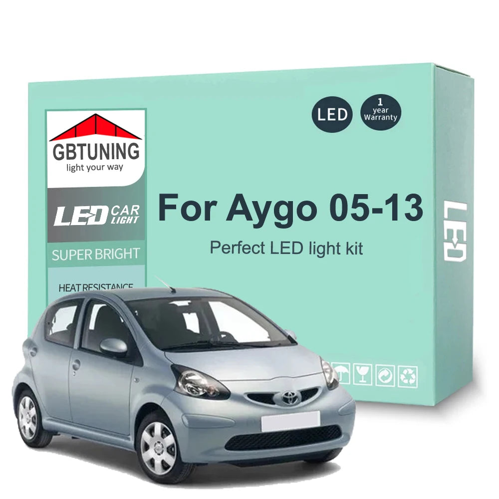 5-Piece LED Interior Light Kit for Toyota Aygo MK1 2005-2011 - Canbus Dome Map Door Trunk Bulbs | AUTOKITSHOP