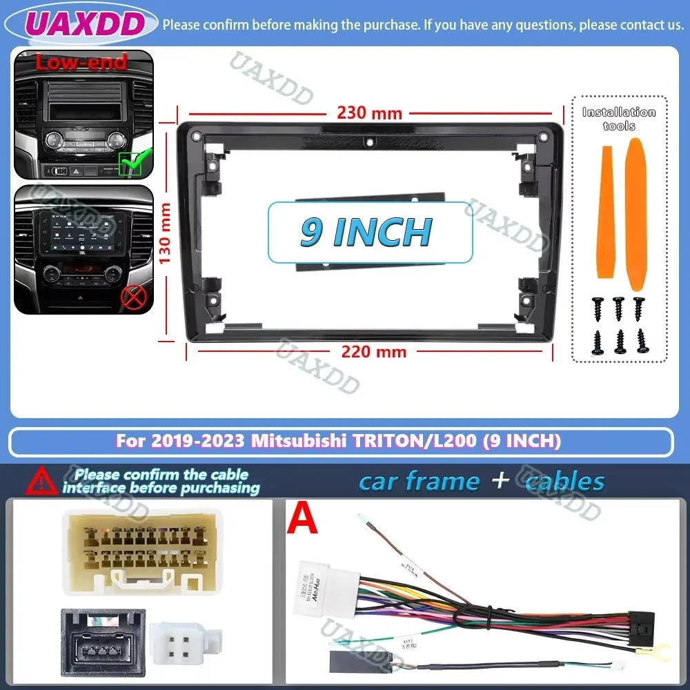 9 Inch Car Frame Fascia Canbus Box Adapter For Mitsubishi Triton L200 2019-2023 Android Ra