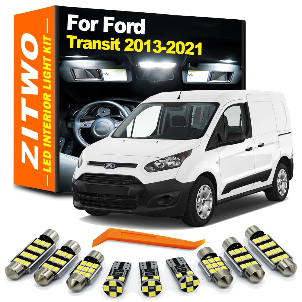 17Pcs LED Interior Dome Map Trunk Light Kit For Ford Transit Connect Custom Tourneo 2013 2014 2015 2016 2017 2018 2019 2020 2021