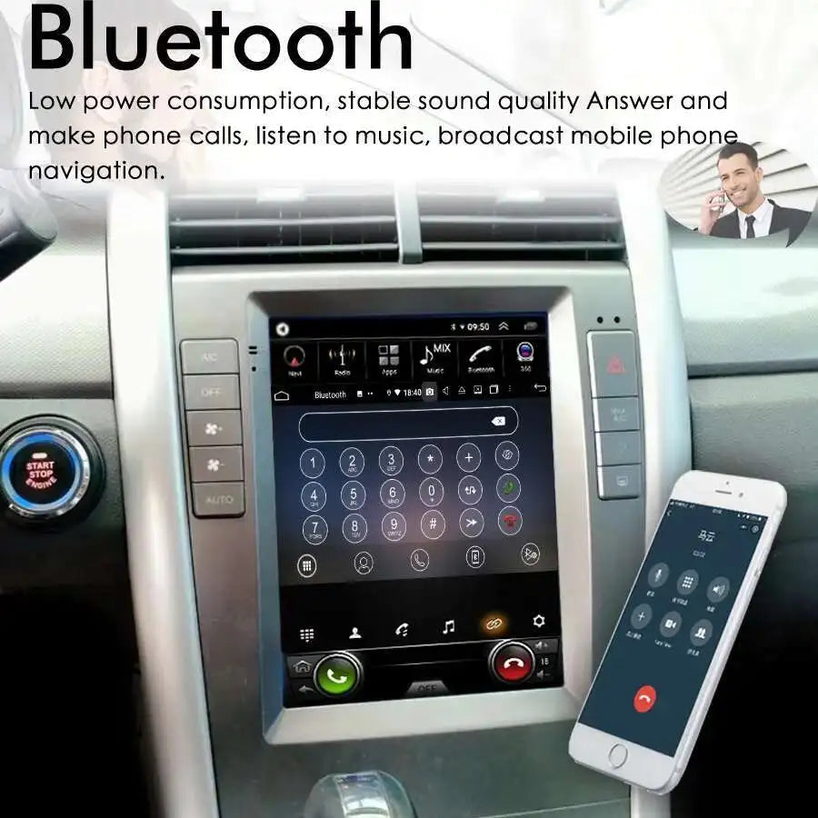 Auto GPS Navigation DSP Wireless BT CarPlay Vertical Screen Android 14 Car Radio For Ford