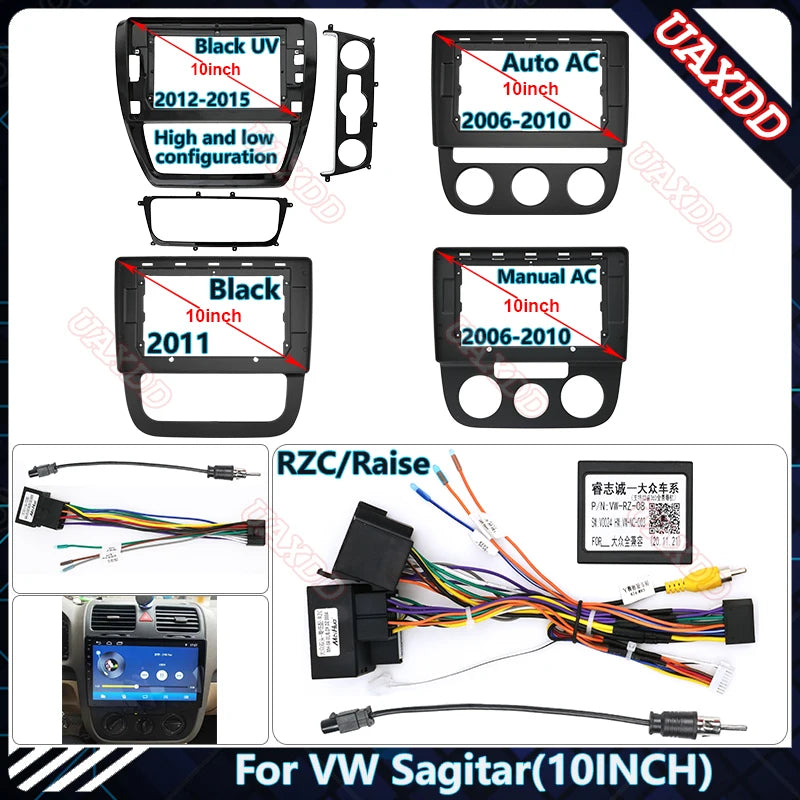 For VW Sagitar MK5 GOLF5 10 .1inch Din Car Radio Plastic Fascias Panel Dashboard Frame Ins