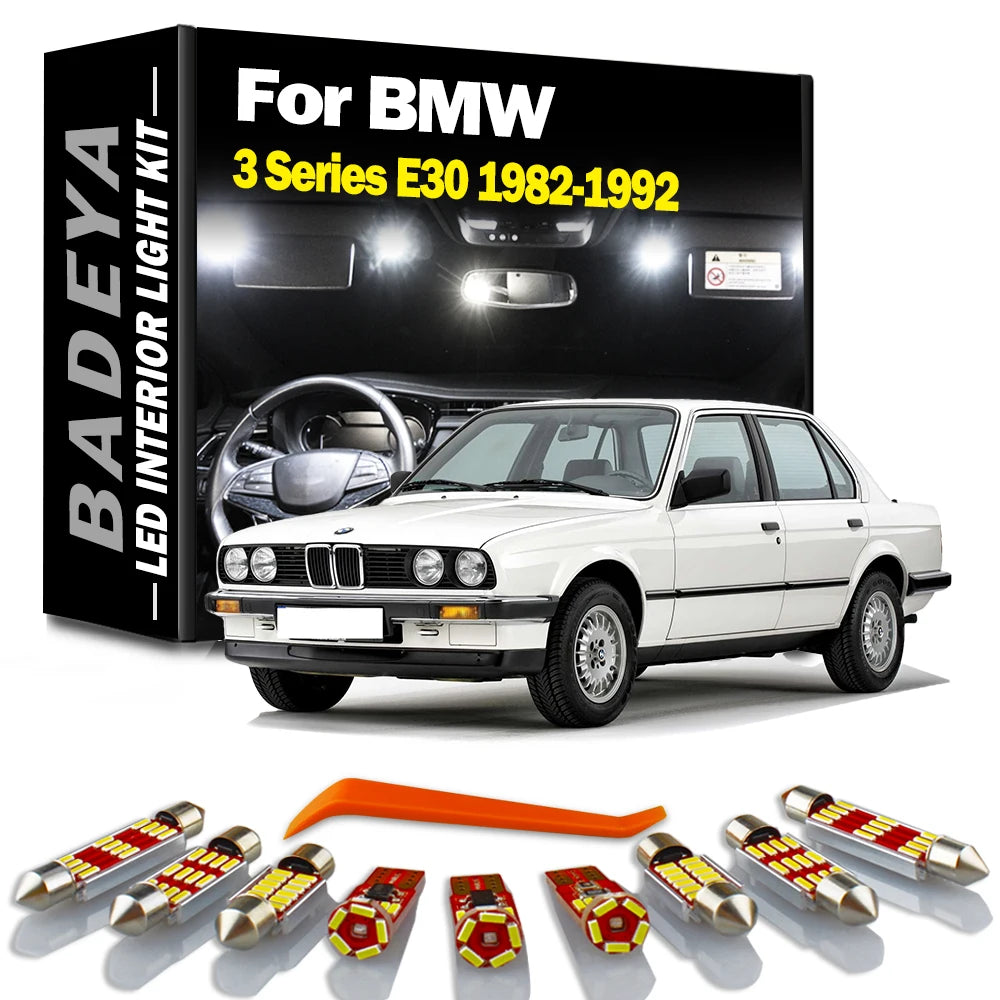 10-Piece LED Interior Light Kit for BMW E30 1982-1990 - Canbus Error-Free Interior Bulbs