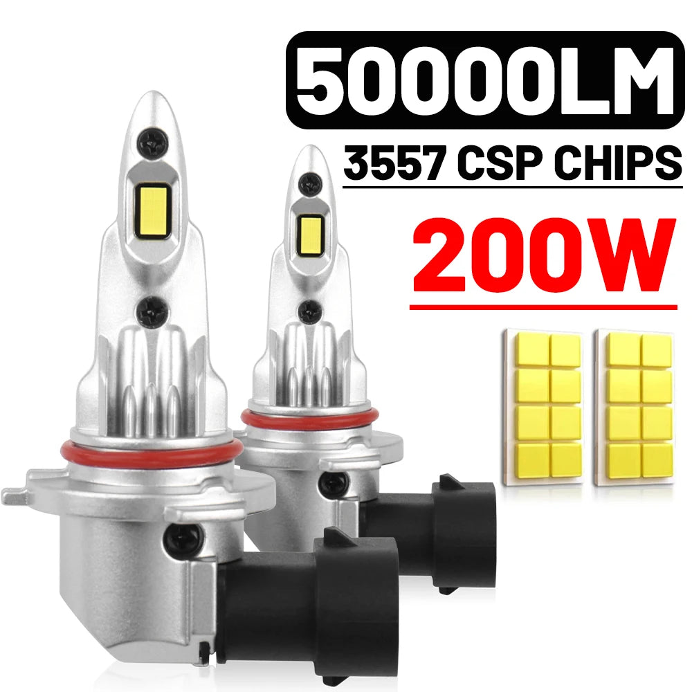 LED 9005 HB3 9006 HB4 Car Light 200W Headlight Super Bright H1 H4 H7 H11 H8 H9 50000LM 600