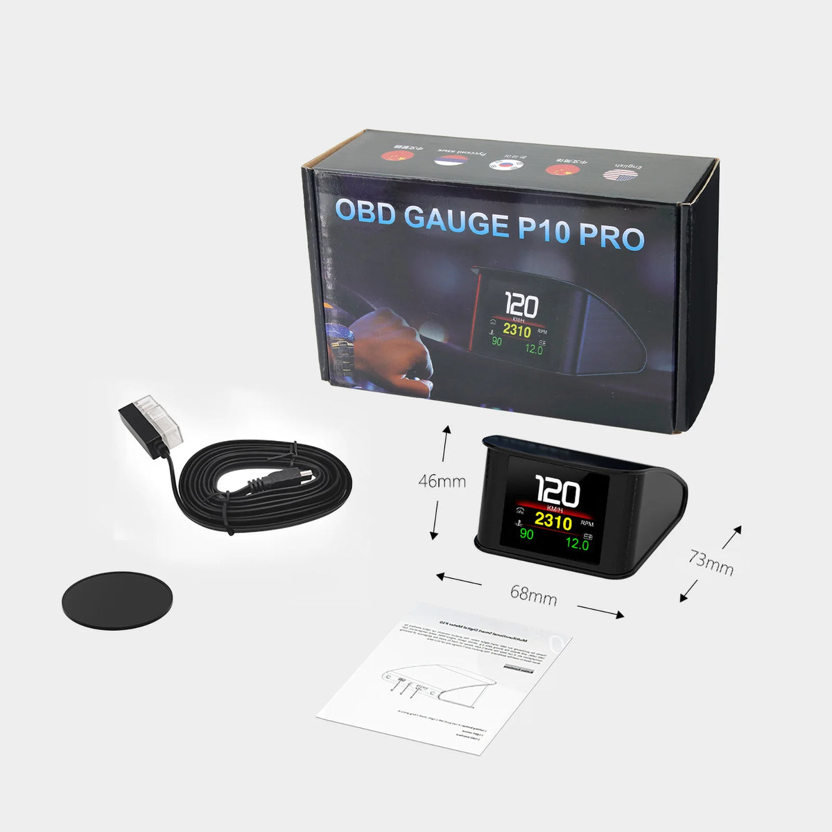 Car Head Up Display P10-PRO HUD Speedometer On-board Computer OBD2 Smart Digital for Smart OBD2 P10 - Automotive LED Lig