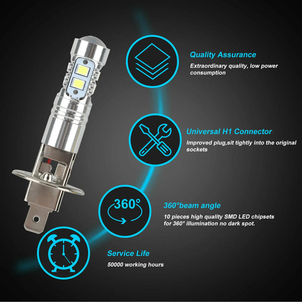 H1 H3 Led Bulb Super Bright 16000LM 880 881 Led Lights Car Fog Light Auto Driving Running