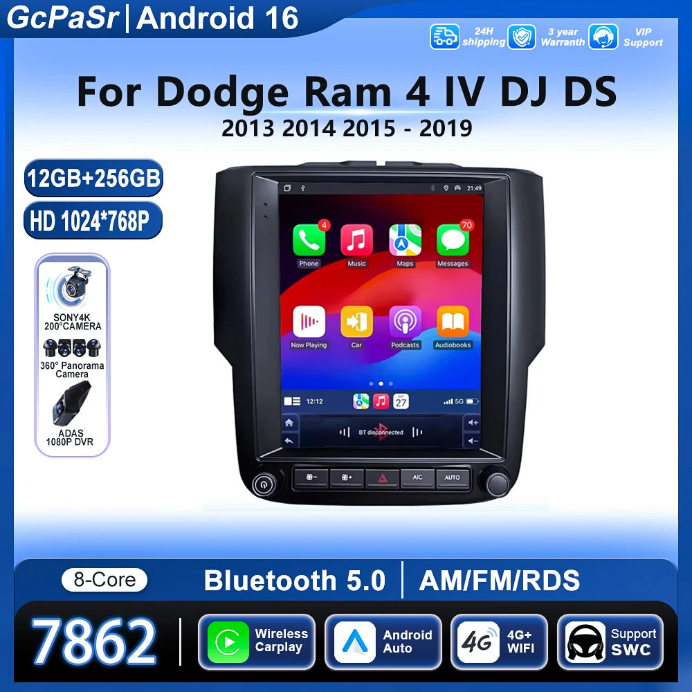 BT Android 14 9.7 Inch For Dodge Ram 4 IV DJ DS 2013 - 2019 Screen Car Radio Multimedia Vi