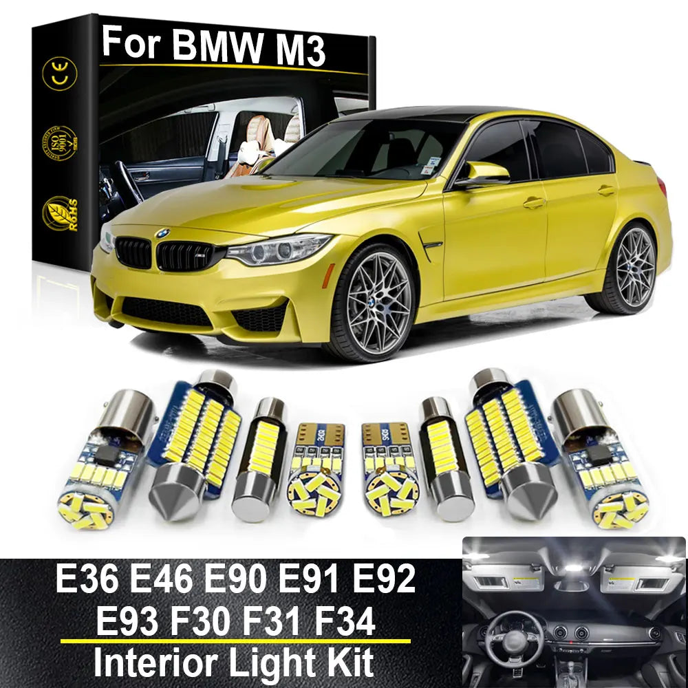 LED Interior Light Kit for BMW 3 Series E36 E46 E90 E91 E92 E93 F30 F31 F34 316 318 320 328 325 330 335 M3 1993-2017 ...
