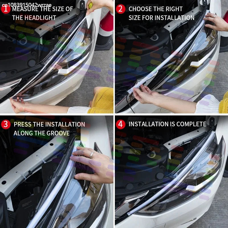 30/45/60cm LED Light Strip App & Bluetooth Controlled RGB Chasing-Color Headlights / LED D | AUTOKITSHOP