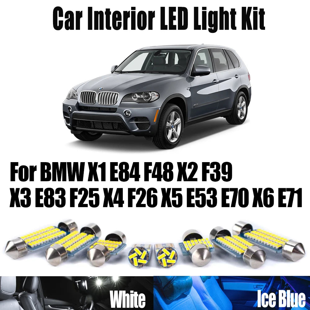 LED Interior Light Kit for BMW X1 E84 F48 X2 F39 X3 E83 F25 X4 F26 X5 E53 E70 X6 E71 Car Bulbs LED Interior Reading D...