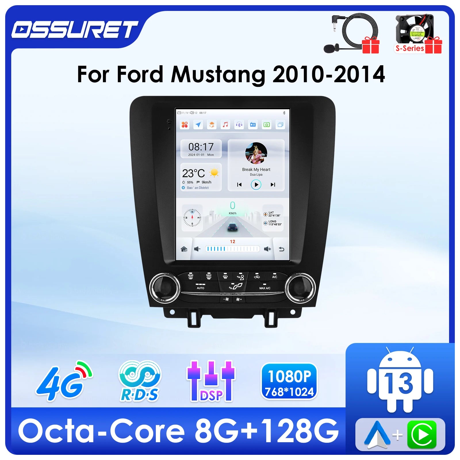 9.7"Android 13 Auto Car radio GPS Stereo for FORD Mustang 2010-2014 multimedia player 4G 8
