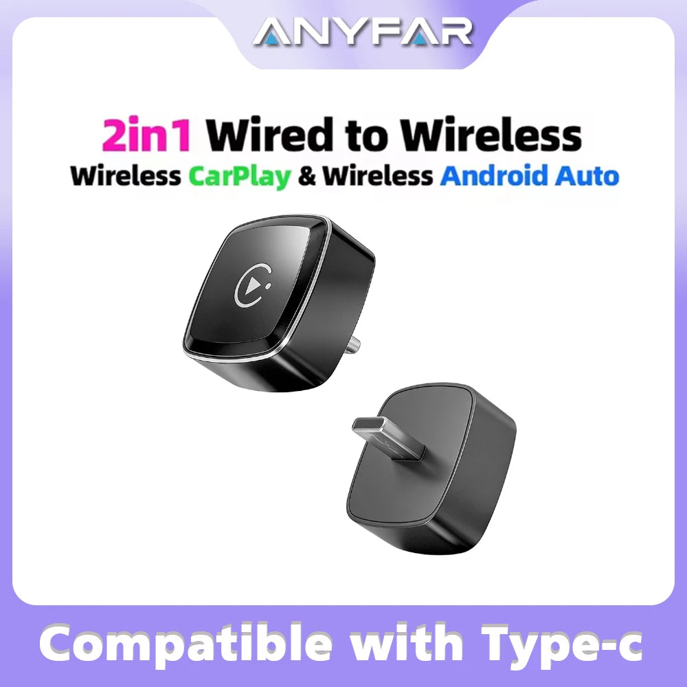 2 in 1 Wireless CarPlay Type-c Adapter Android Smart Dongle for Factory Wireless CarPlay &