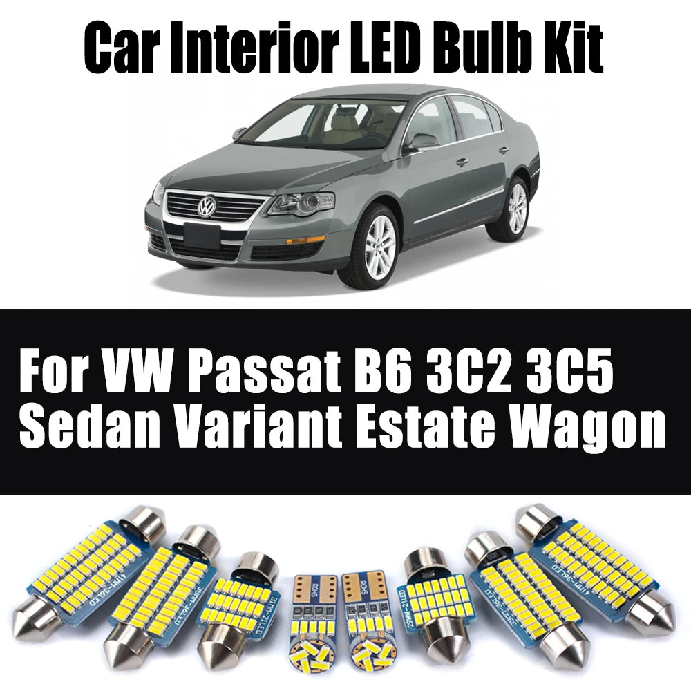 LED Interior Light Kit for Volkswagen VW Passat B6 3C2 3C5 Sedan Variant Estate Wagon LED Interior Map Dome Trunk Lig...