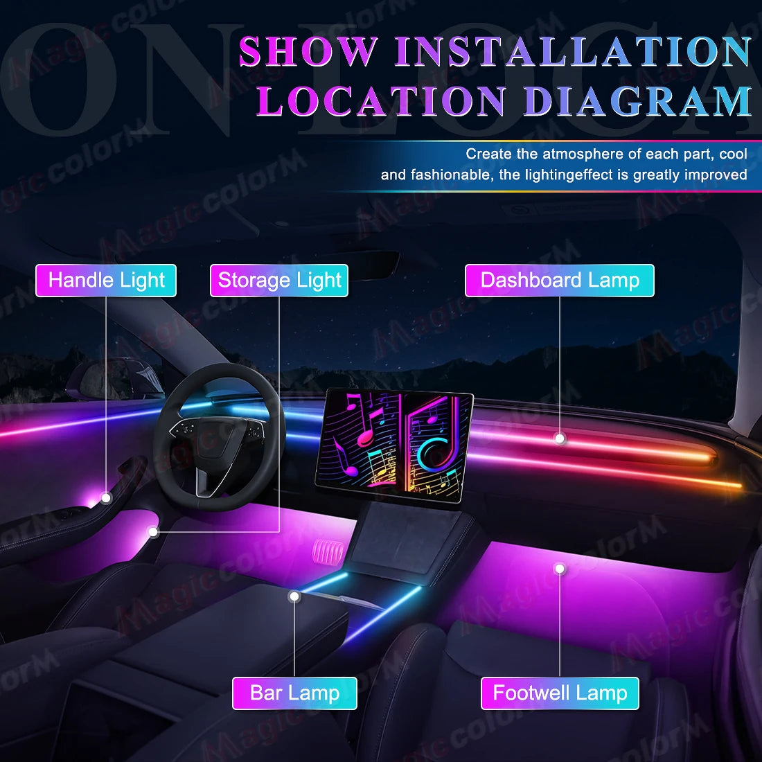 64 Color - Ambient Light - App Control - Car Interior Lighting | AUTOKITSHOP