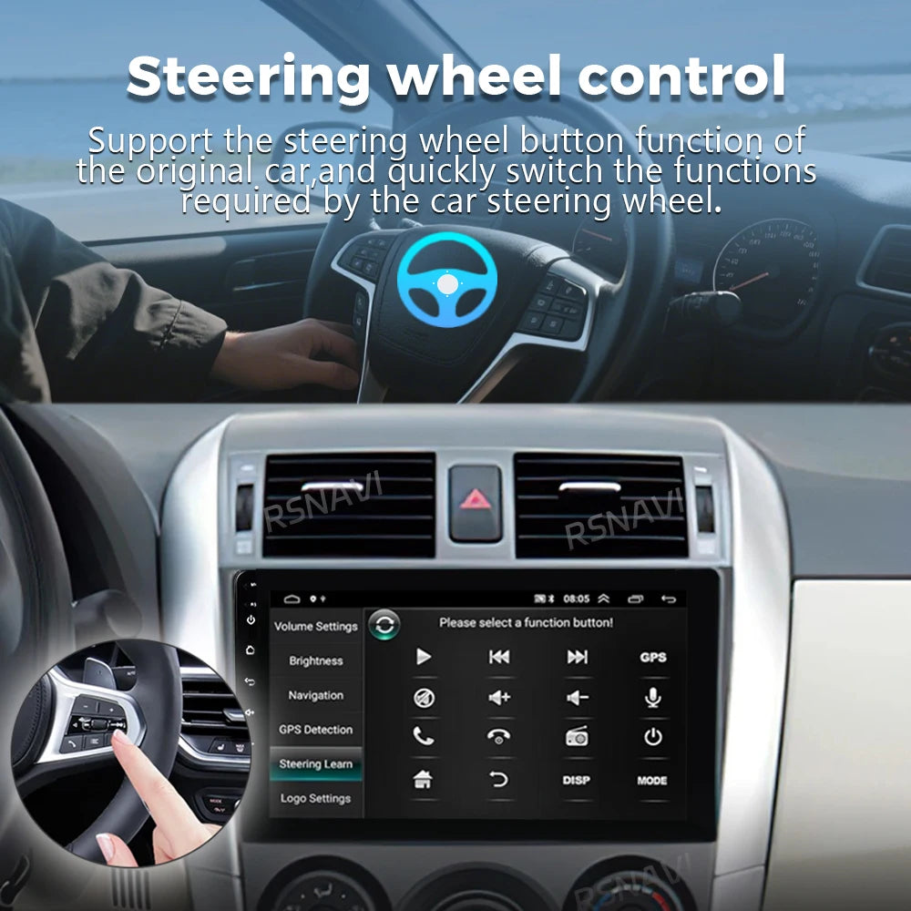 Android 16 For Toyota Corolla 10 E140 E150 2006 -2013 2K QLED Android Car Radio Multimedia