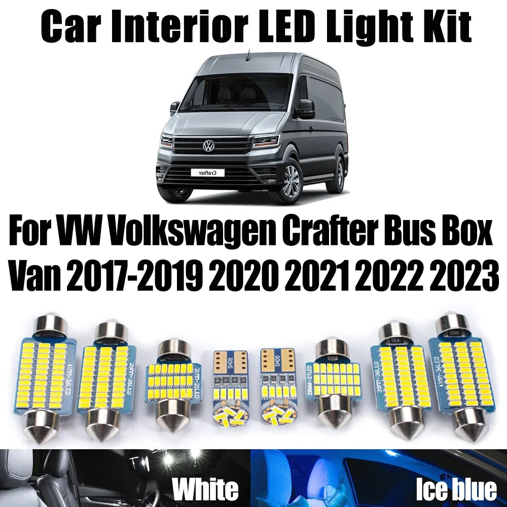 11-Piece LED Interior Light Kit for VW Volkswagen Crafter Bus Box Van 2017- 2021 - Canbus Dome Map Door Trunk Bulbs |...