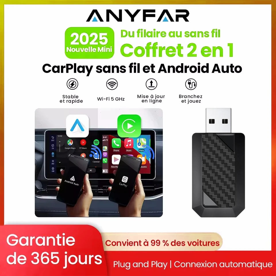 Carplay Wireless Adapter Android Auto 2in 1 Smart Dongle 2025 5G WIFI For iphone Android P | AUTOKITSHOP