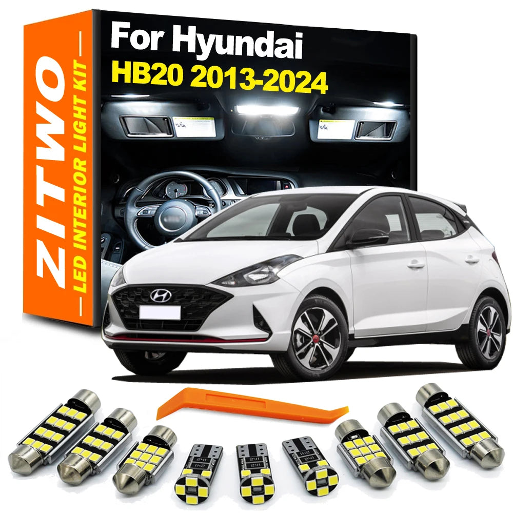 ZITWO 11Pcs LED Interior Map Reading Trunk Plate Light Kit For Hyundai HB20 HB20S HB20X 2013- 2018 2019 2020 2021 2022 2023 2024