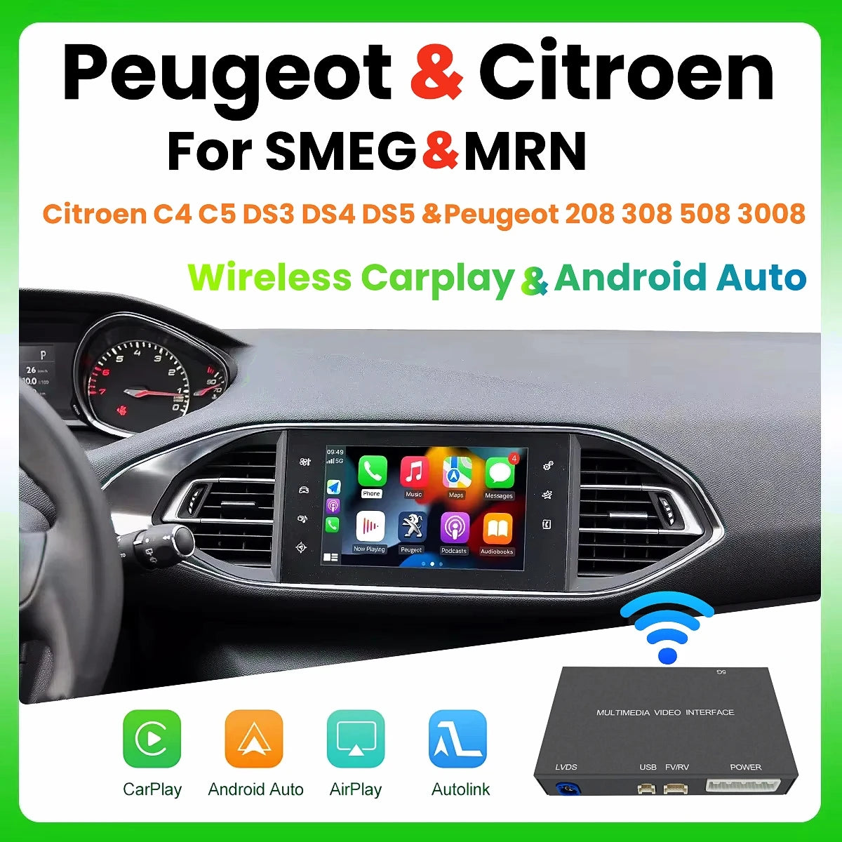 For Apple Carplay Wireless Android Auto For Peugeot 308 208 508 2008 Expert Partner Citroe | AUTOKITSHOP