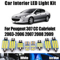 10-Piece LED Interior Light Kit for Peugeot 2003-2008 - Canbus Error-Free Interior Bulbs