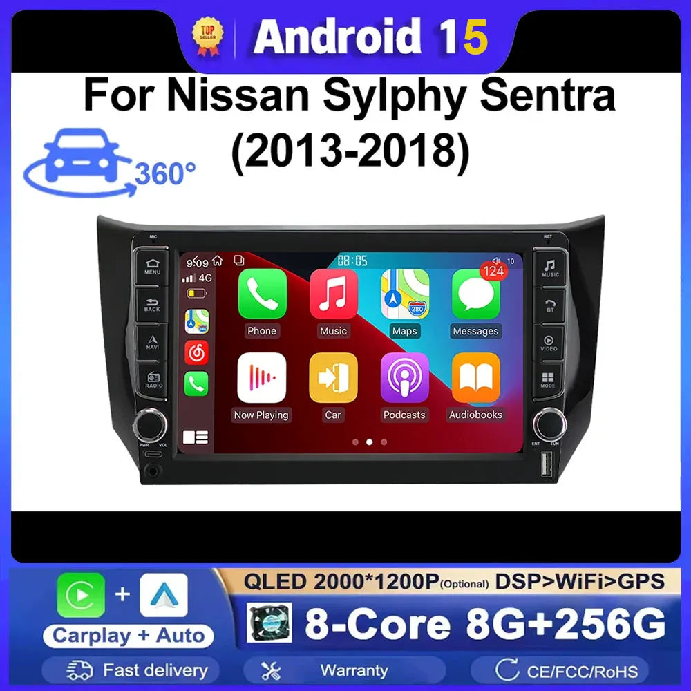 Android 15 For Nissan Sylphy B17 Sentra 12 2013 2014 2015 2016 2017 2018 Car Radio Stereo  | AUTOKITSHOP