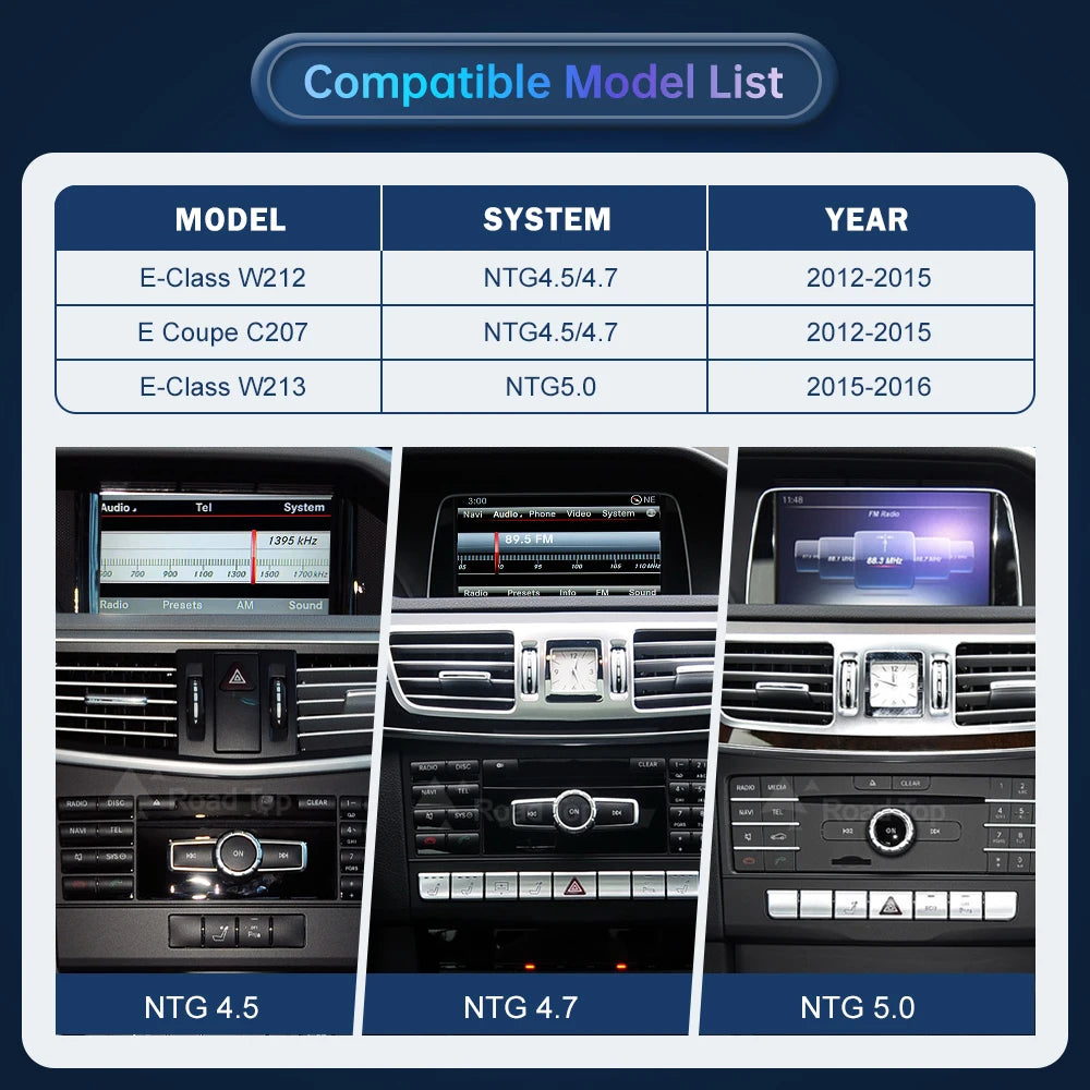 Road Top Wireless CarPlay for Mercedes Benz E-Class W212 E Coupe C207 NTG4.5/4.7/5.0 2011- | AUTOKITSHOP