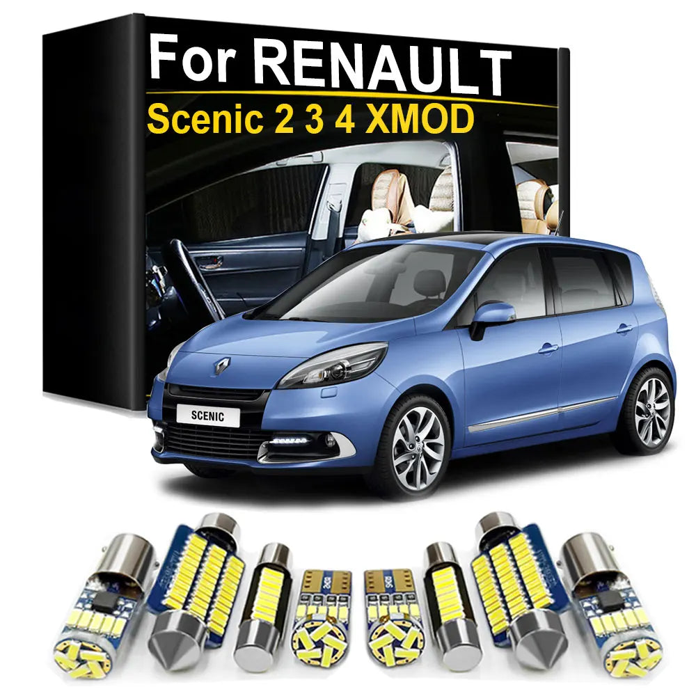 LED Interior Light Kit for Renault Scenic 2 3 4 XMOD 2003- 2009 - Canbus Dome Map Door Trunk Bulbs | AUTOKITSHOP