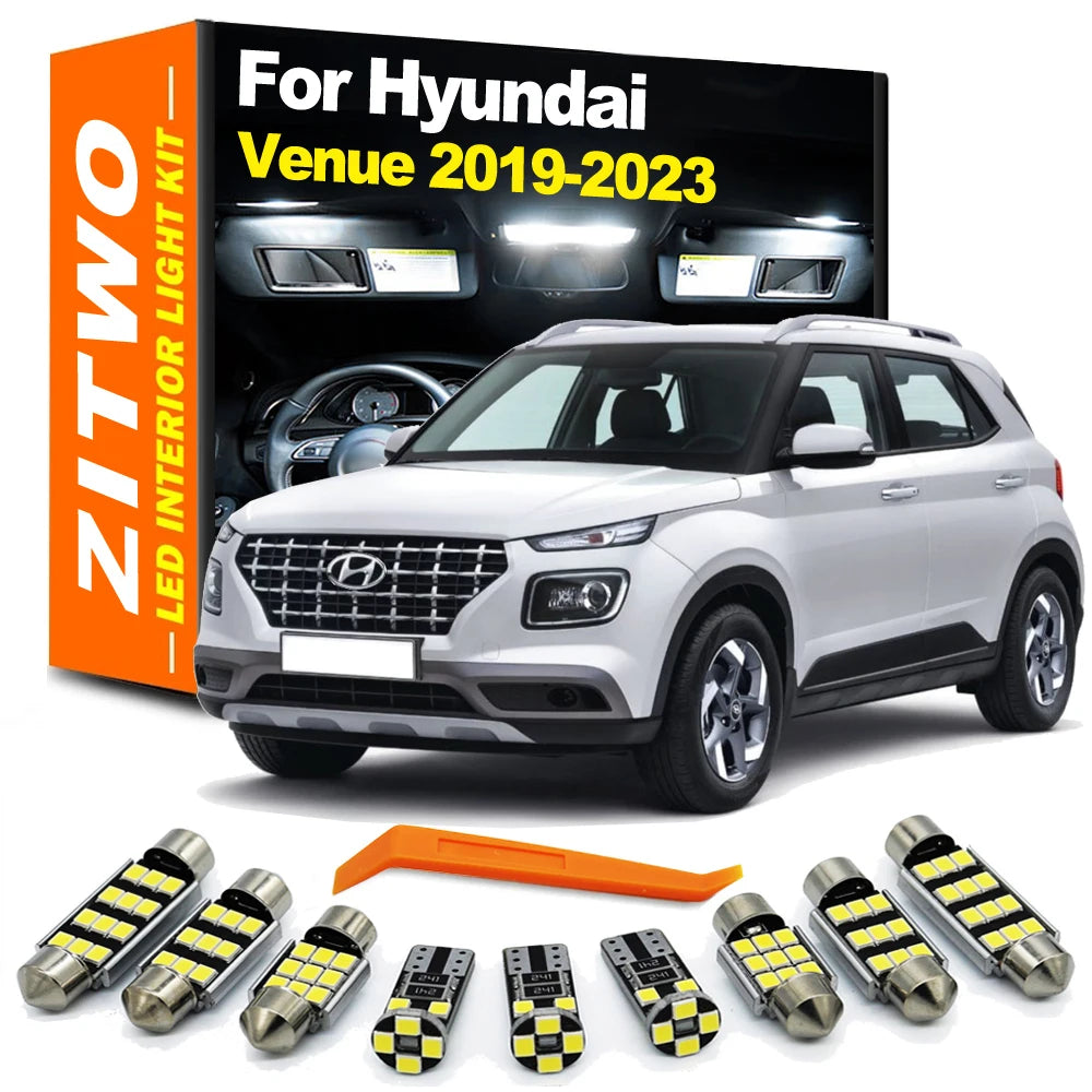 12Pcs Car Interior LED Bulb Kit For Hyundai Venue 2019 2020 2021 2022 2023 2024 2025 Dome Map Re - Canbus LED Car Light