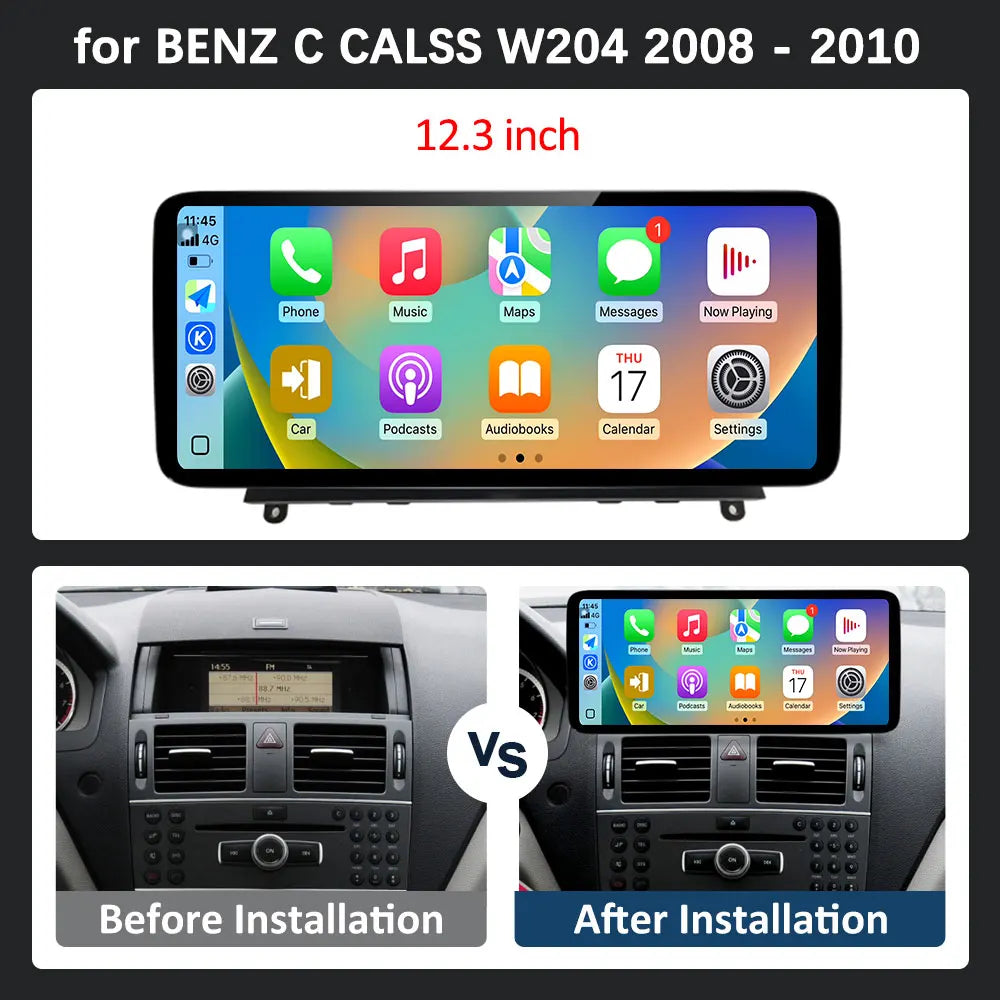 for BENZ C CALSS W204 2008 - 2010 Car Multimedia Video Player Carplay Android System 2.5 D
