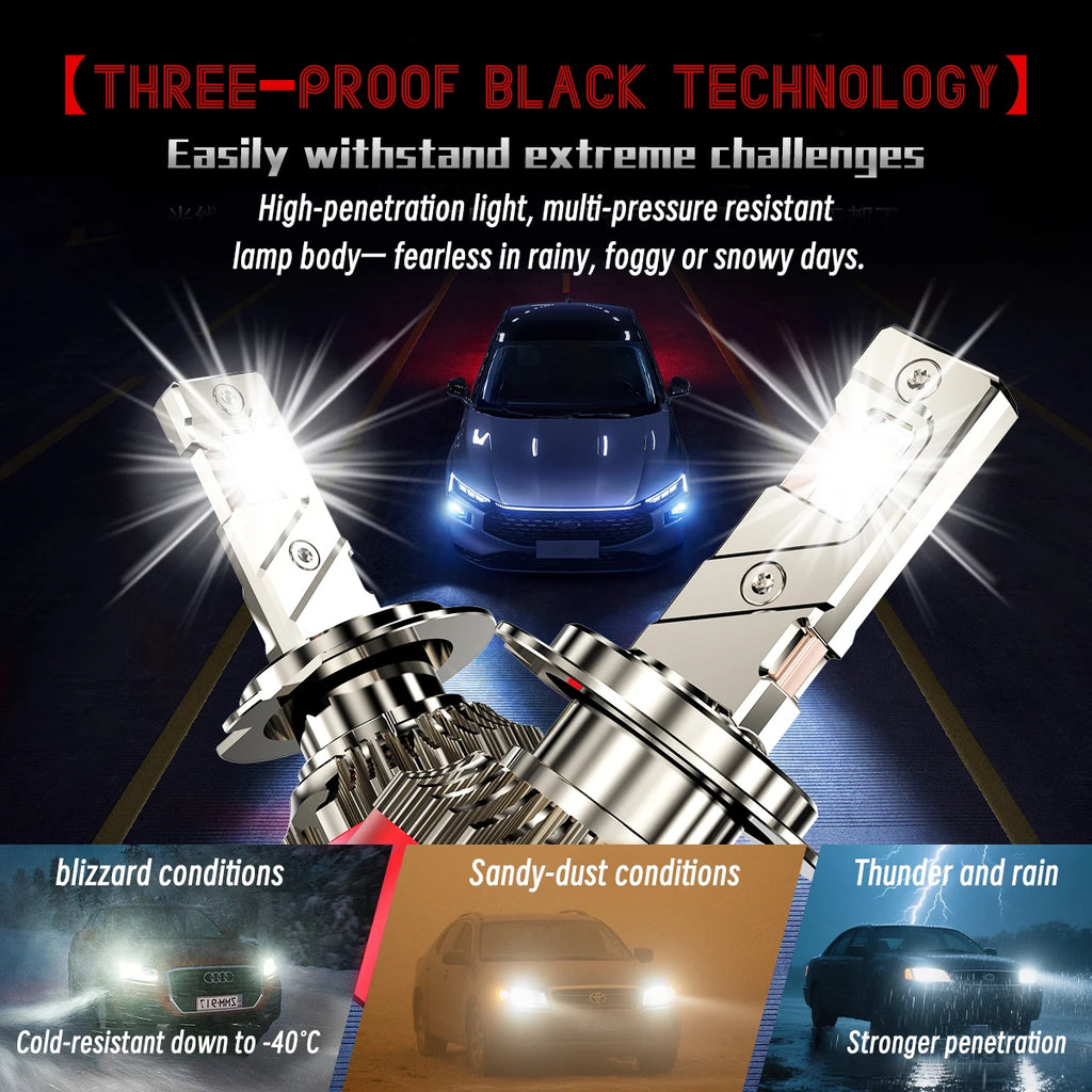 XSTORM H7 LED Headlights Bulbs 200W 60000LM Car H4 Led Lights Canbus With Fan Turbo Lamps